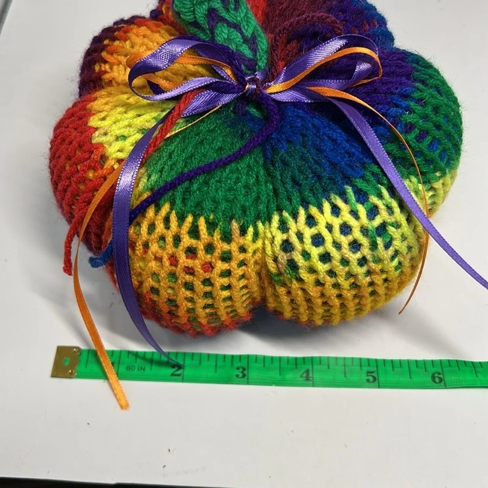 Colorful Knit Pumpkin Decor Set